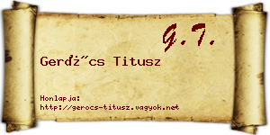 Gerócs Titusz névjegykártya